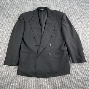 Vintage Canali Suit Jacket 42 S Black Wool Double Breasted Luxury Papillon Italy